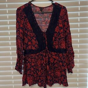 Torrid Red and Blue Floral Top